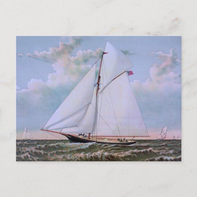 Cartão Postal Navio de Navegação Antiquada - Yacht Sailboat Ocea (Frente)