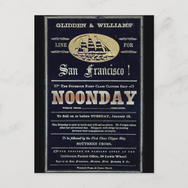 Cartão Postal Navio de navegação do Clipper do Noturno 1900 (Frente)