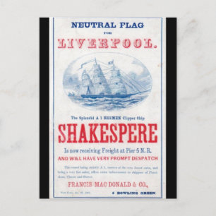 Cartão Postal Navio de navegação Shakespepper 1861