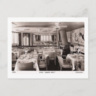 Cartão Postal Navio de Passageiros RMS, Rainha Mary, Grill Vinta