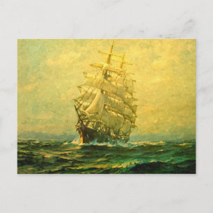 Cartão Postal Navio de vela atravessa o Atlântico