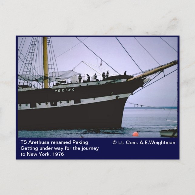 Cartão Postal Navio de vela Peking, anteriormente TS Arethusa (Frente)