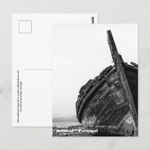 Cartão Postal Navio de vela tradicional do rio Tagus queimado e