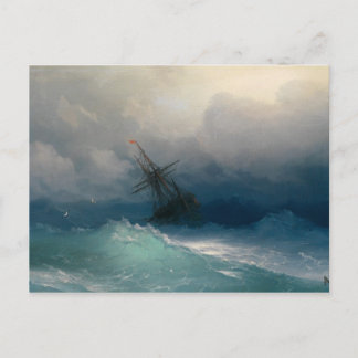 Cartão Postal Navio em Stormy Seas