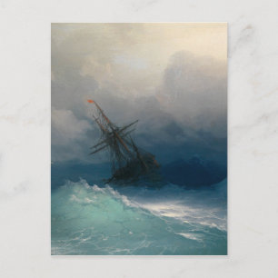 Cartão Postal Navio no Stormy Seas, Ivan Aivazovsky -