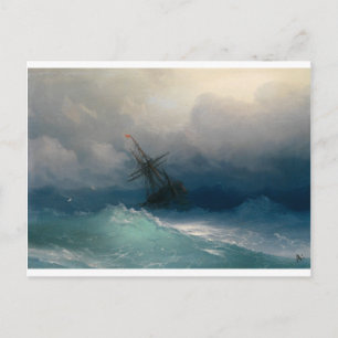 Cartão Postal Navio no Stormy Seas, Ivan Aivazovsky -