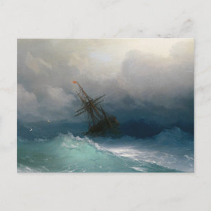 Cartão Postal Navio no Stormy Seas Ivan Aivazovsky temporal