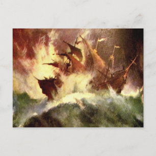 Cartão Postal Navio numa tempestade