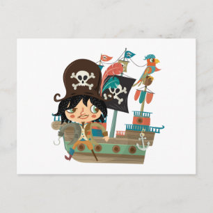 Cartão Postal Navio Pirata e Pirata