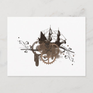 Cartão Postal Navio-pirata Steampunk