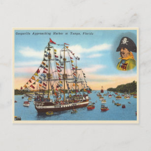 Cartão Postal Navio pirata Vintage Gasparilla