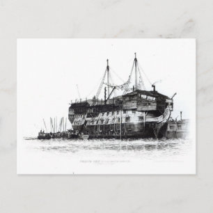 Cartão Postal Navio prisional no porto de Portsmouth