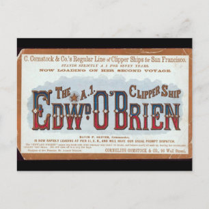 Cartão Postal Navio veleiro Edward O'Brien Clipper 1900