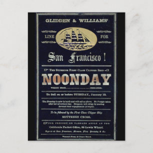 Cartão Postal Navio veleiro Noonday Clipper 1900