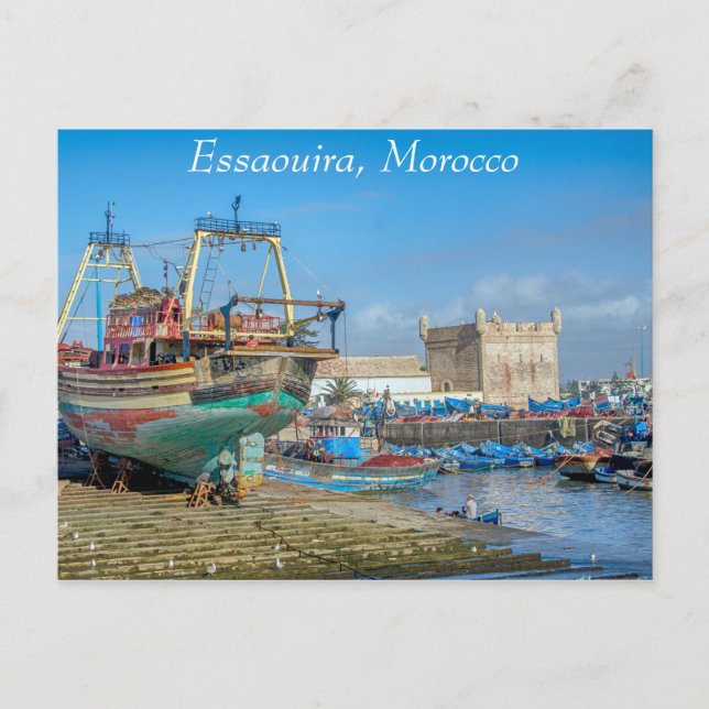 Cartão Postal Navios Essaouira Marrocos (Frente)