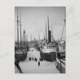 Cartão Postal Navios no Belle River Marine City Michigan