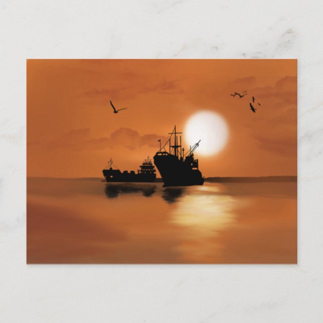 Cartão Postal Navios no mar (Frente)