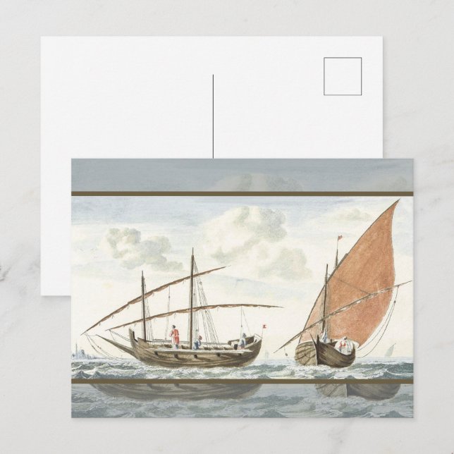 Cartão Postal Navios no mar de Istambul por Johan Teyler (Frente/Verso)