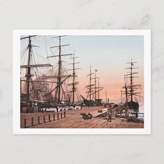 Cartão Postal Navios nos cais de São Francisco cerca de 1900 (Frente)