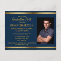 Navy Blue Gold Graduation Party Photo