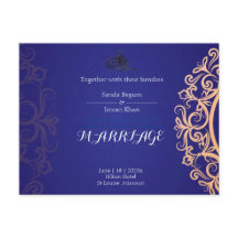 Navy Elegant Blue Muslim wedding Invitation 