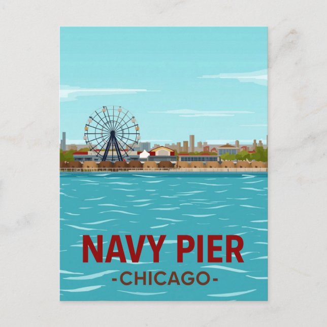 Cartão Postal Navy Pier: Diversão na Orla de Chicago (Frente)
