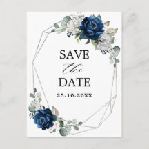 Navy Prata Champagne Marfim Rosa Save the Date