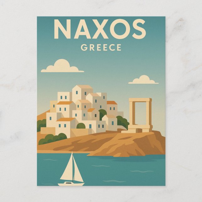 Cartão Postal Naxos Grécia Mínima vibrante (Frente)