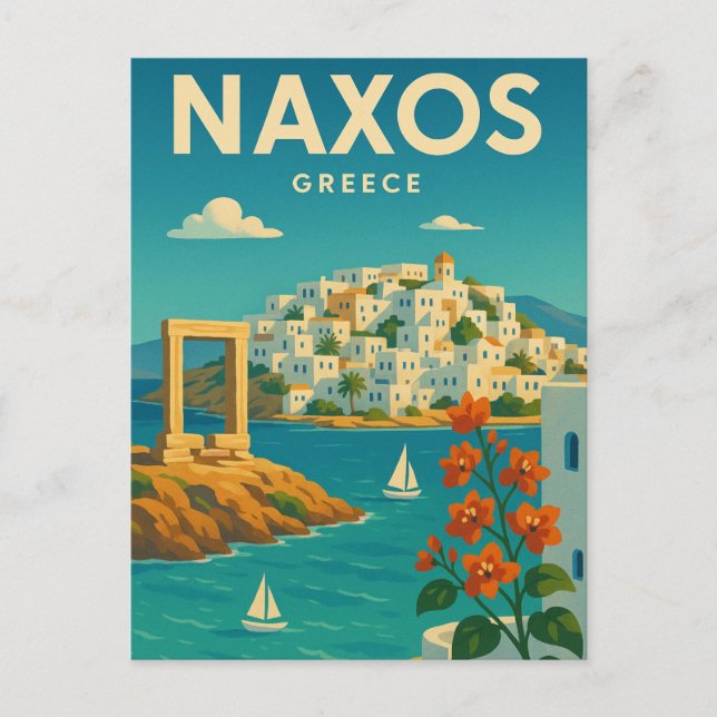 Cartão Postal Naxos Grécia vibrante (Frente)