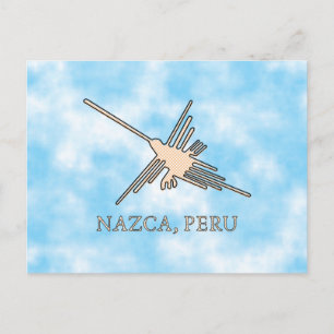 Cartão Postal Nazca Hummingbird Geoglyph Newsprint
