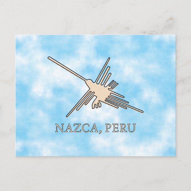 Cartão Postal Nazca Hummingbird Geoglyph Newsprint (Frente)