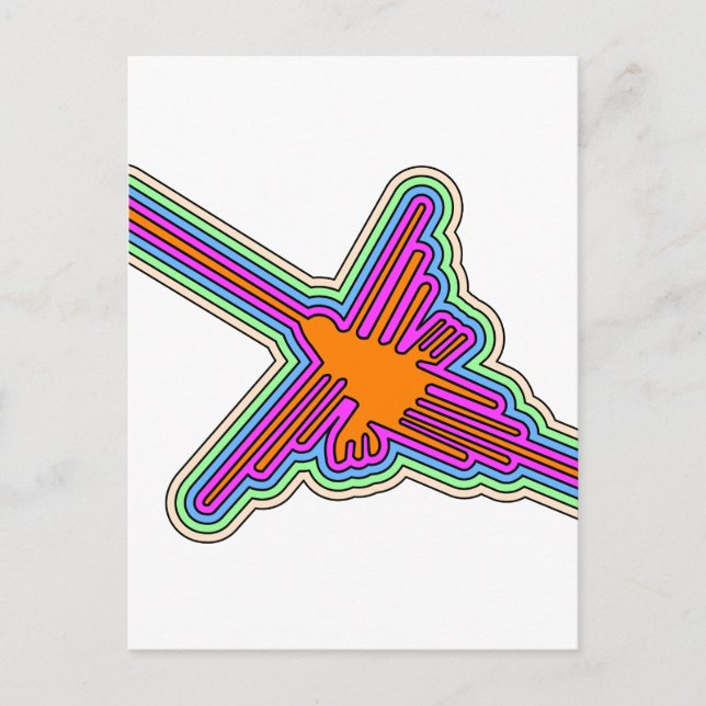 Cartão Postal Nazca Hummingbird Peru Drawing (Frente)