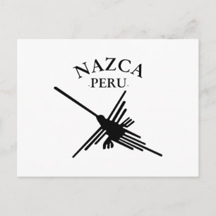 Cartão Postal Nazca Peru Hummingbird com texto curvo