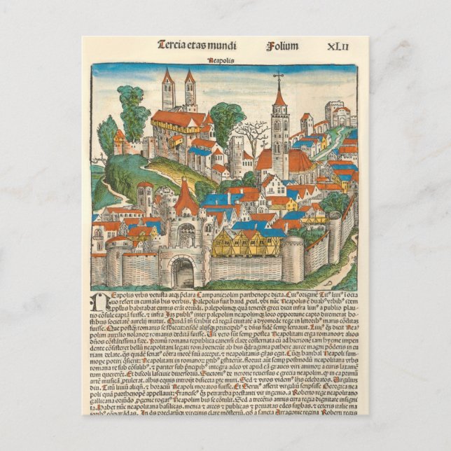 Cartão Postal Neapolis Nápoles Itália Manuscrito Medieval (Frente)