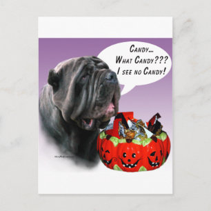 Cartão Postal Neapolitan Mastiff Halloween Candy