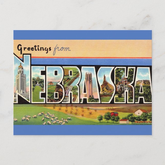 Cartão Postal Nebraska Antigo (Frente)