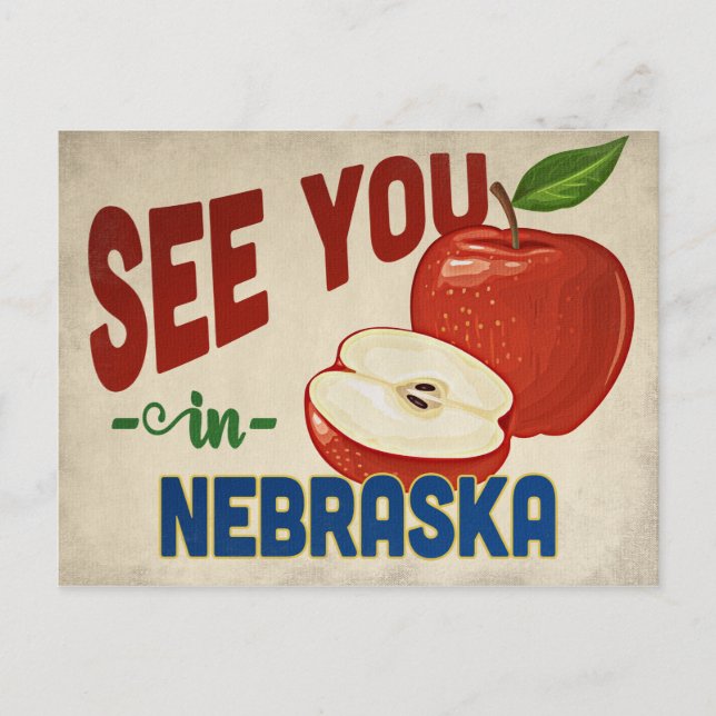 Cartão Postal Nebraska Apple - Viagens vintage (Frente)