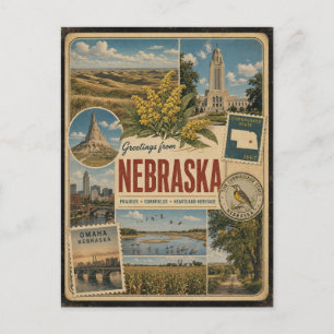 Cartão postal Nebraska Estilo Vintage Autêntico