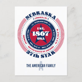 Cartão Postal Nebraska, Lincoln, NE, Patriotic, Monograma