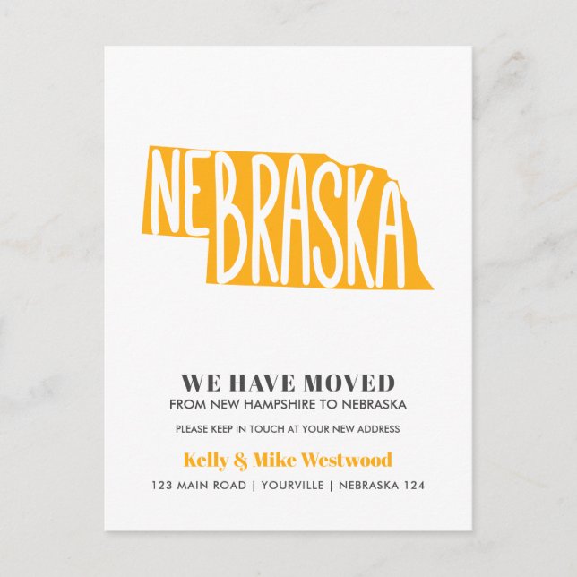 Cartão Postal NEBRASKA Mudamos o novo endereço Novo lar (Frente)