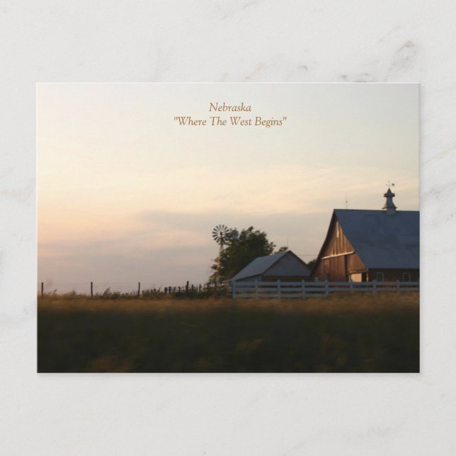 Cartão Postal Nebraska "Onde O Ocidente Começa" (Frente)