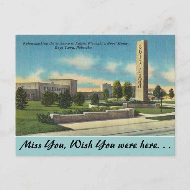 Cartão Postal Nebraska, Padre Flanagans Boys Town (Frente)