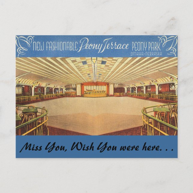 Cartão Postal Nebraska, Peony Terrace, Omaha (Frente)