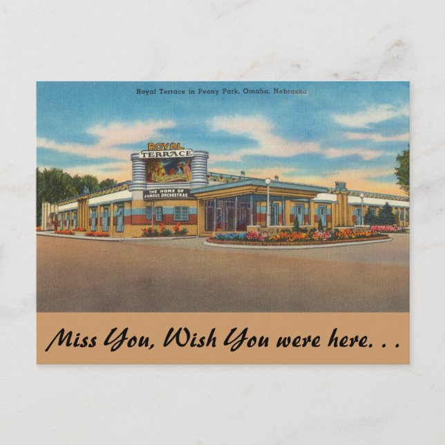 Cartão Postal Nebraska, Royal Terrace, Peony Park, Omaha (Frente)