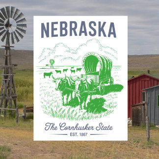 Cartão Postal Nebraska The Cornhusker State Est. 1867 Oxen 