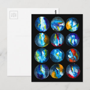 Cartão Postal Nebulosa galáxia azul aquarela