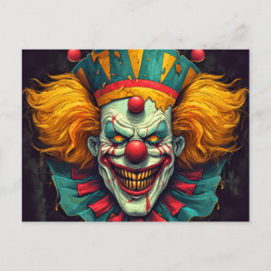 Cartão Postal Nefarious Funhouse Clown Illustration Art