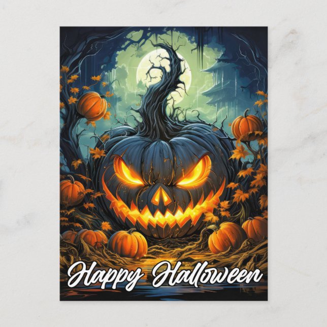 Cartão Postal Nefarious Happy Halloween Pumpkin Illustração (Frente)