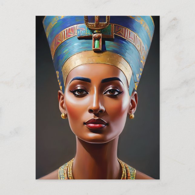 Cartão Postal Nefertiti Portrait Arte Original (Frente)
