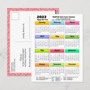 Cartão Postal Negócio de Script Moderno com Brilho Rosa de Calen